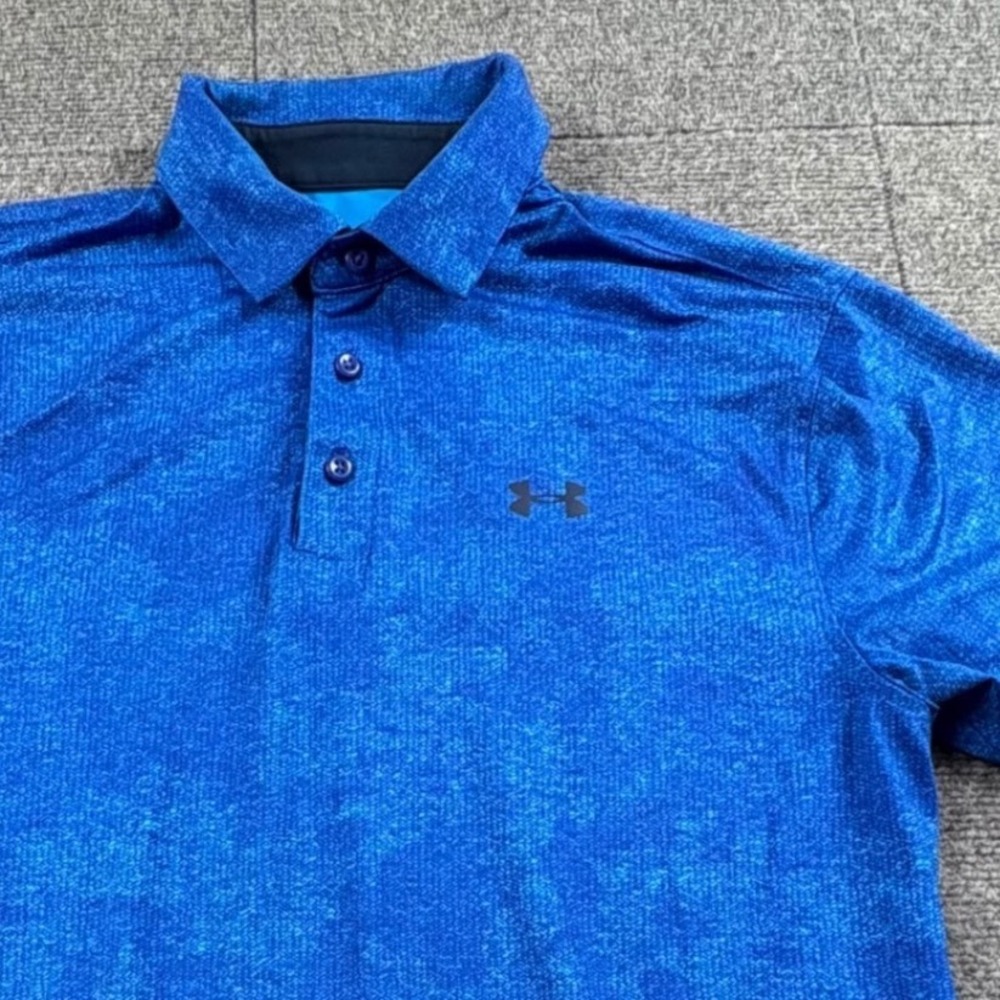 Under Armour Mens HeatGear Blue Space Dye Loose Fit Polo Shirt Medium